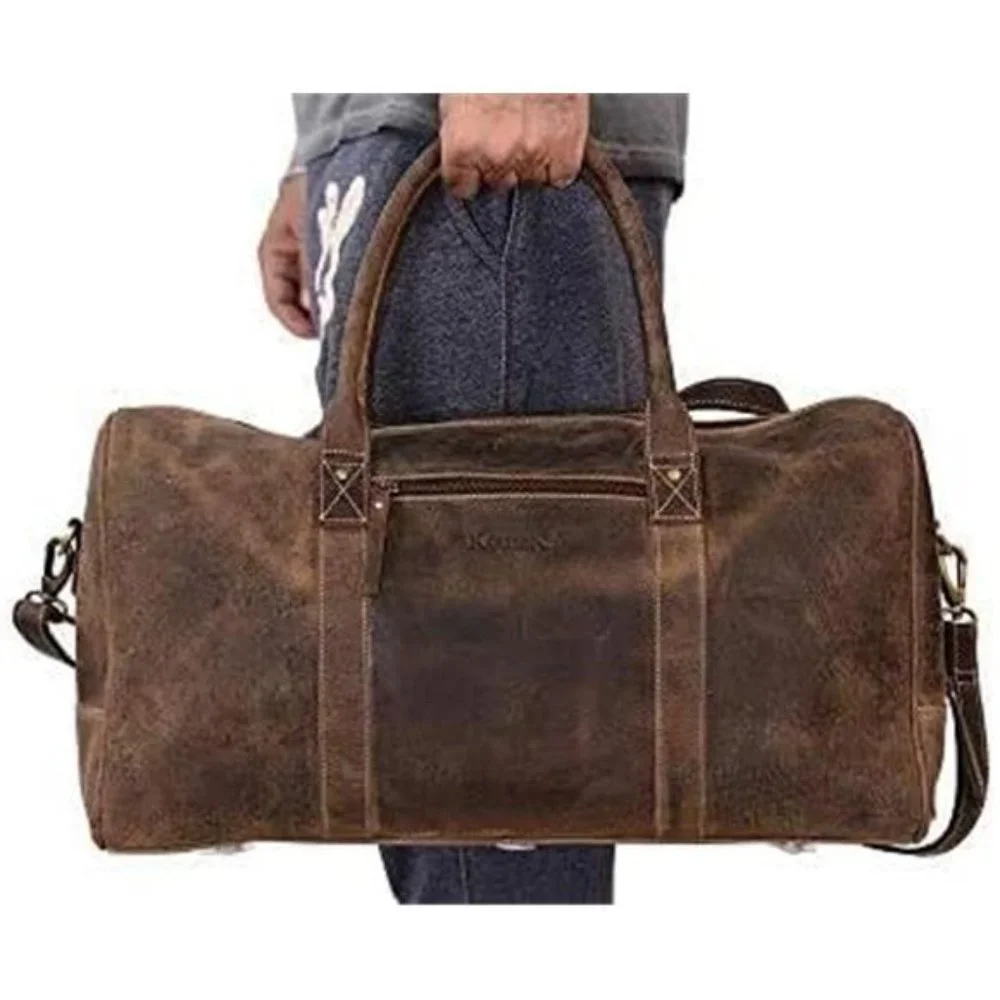 Unisex Travel Duffle Bag Full Grain Leather